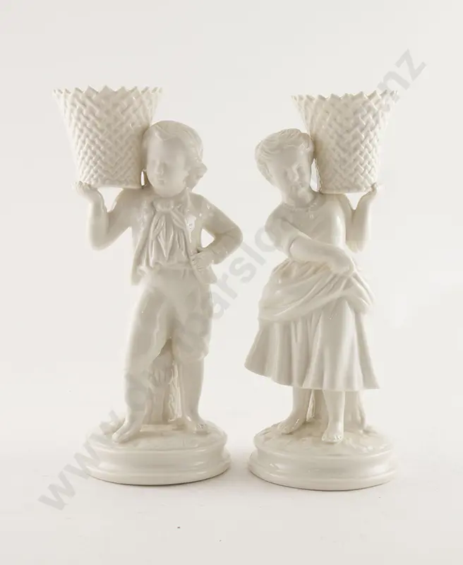 Pair Blue Mark Belleek Figures Image 1++