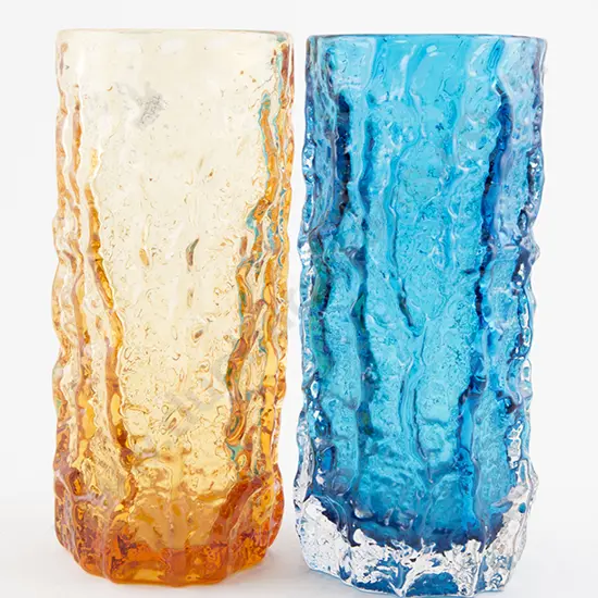 Two Whitefriars Encased Glass 'Bark' Vases