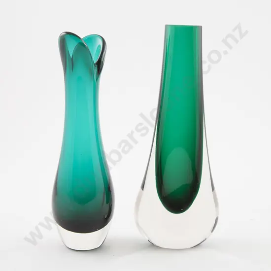 Two Whitefriars Heavy Encased Glass Single Flower Vases