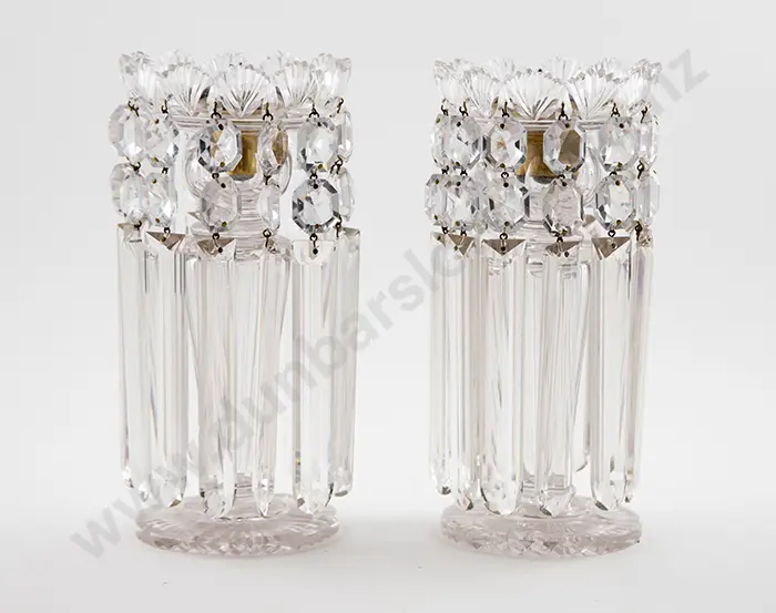 Pair Victorian Heavy Crystal Lustres Image 1++