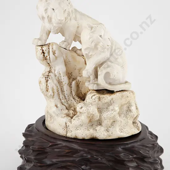 Large Heavy Signed Ivory Figure Group