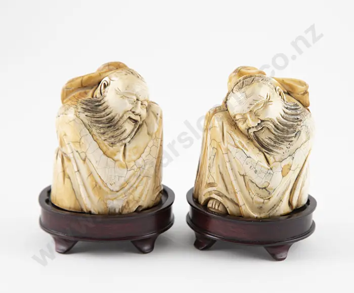 Pair Signed Ivory Figures Image 1++