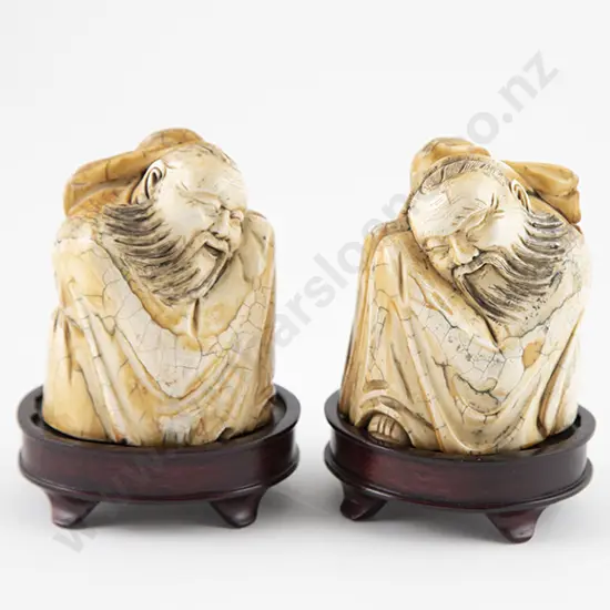 Pair Signed Ivory Figures