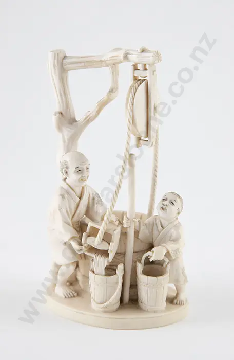 Signed Ivory Figure Group Image 1++