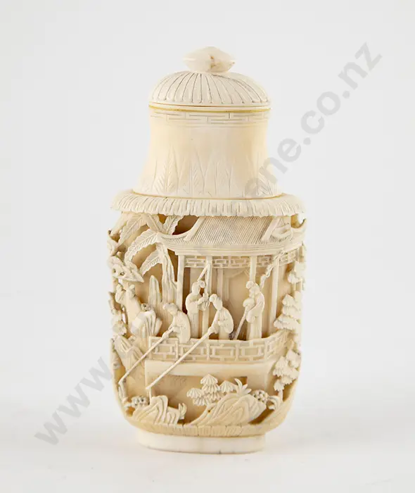 Large Carved Ivory Snuff Bottle Image 1++