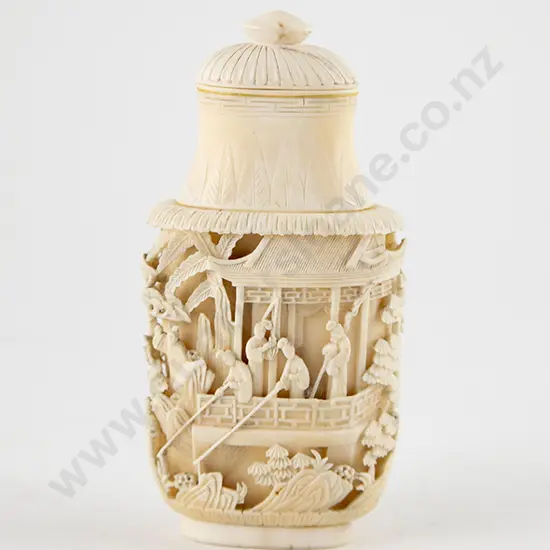Large Carved Ivory Snuff Bottle