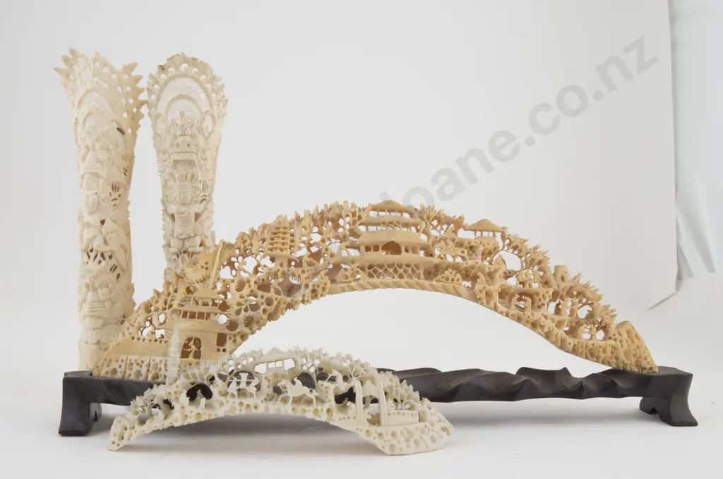 Carved Ivory Village Bridge and Others (4) Image 1++