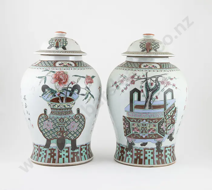 Pair of Vase and Covers Image 1++