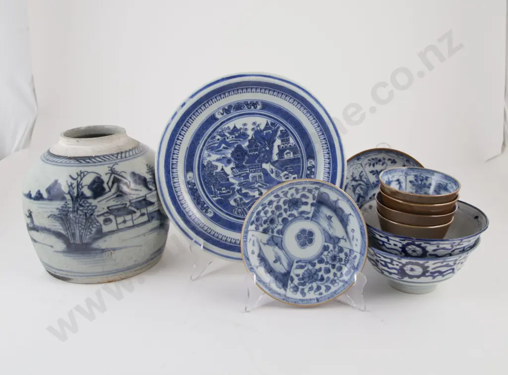 Collection of Underglaze Blue Pottery and Porcelain Image 1++