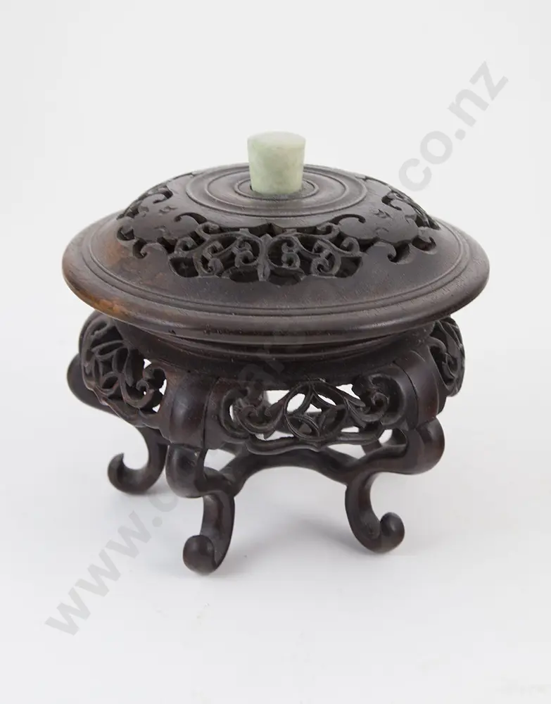 Carved Hardwood Urn Stand and Cover Image 1++