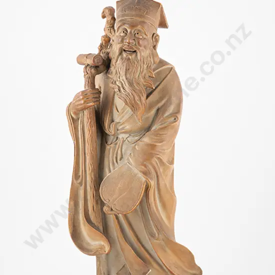 Large Earthenware Figure of Fukurokuju Immortal