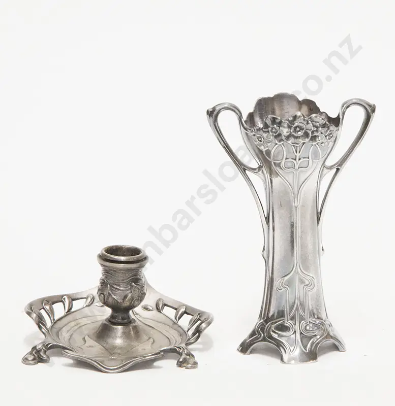 WMF Art Nouveau Spill Vase & Chamberstick (2) Image 1++