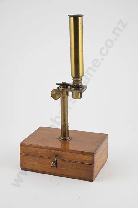 Victorian All Brass Field Pocket Microscope, boxed Image 1++
