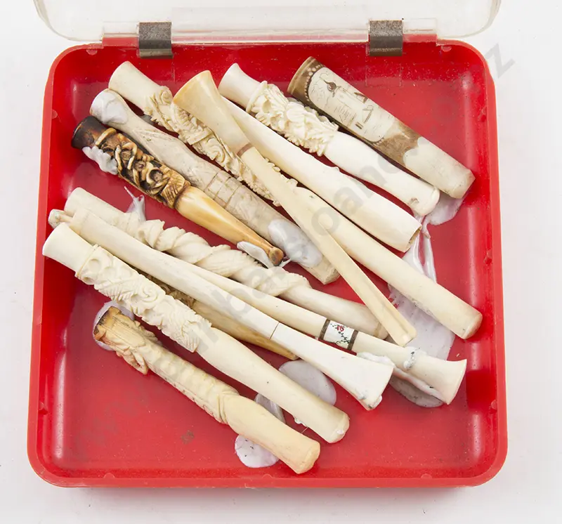 13 Various Ivory & Bone Cigarette/Cheroot Holders Image 1++