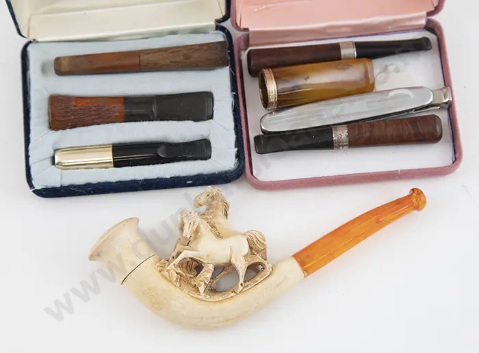 Meerschaum Pipe, Six Cig Holders & Tool Image 1++