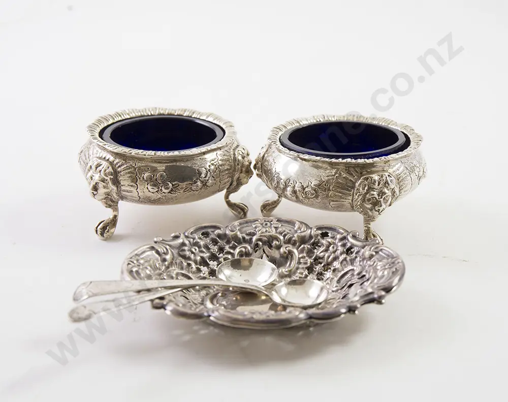 Pair Vict S/S Salts & Bon Bon Dishes Image 1++