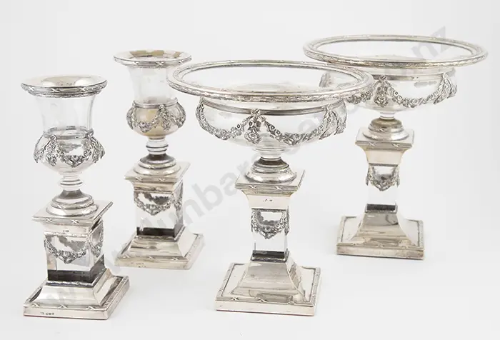 Set Of Four S/S & Glass Tazzas & Urns Image 1++