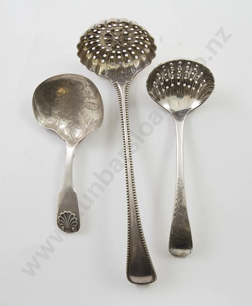 Geo III S/S Caddy Spoon & 2 Sifter Spoons Image 1++