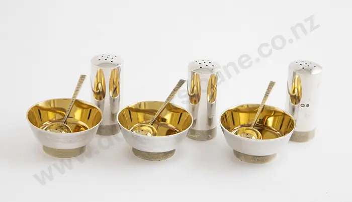 9 Piece S/S Gilt Cruet Set By Stuart Devlin Image 1++