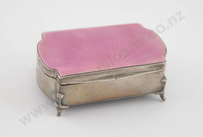 Art Deco S/S & Enamel Jewellery Box Image 1++