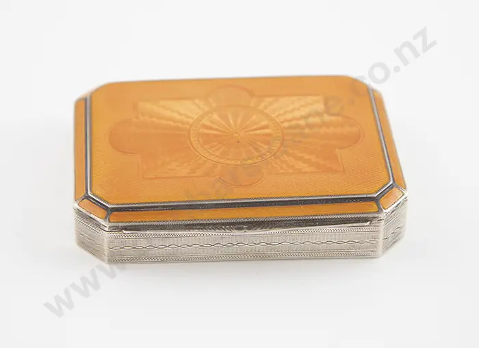 Art Deco S/S & Enamel Snuff Box Image 1++