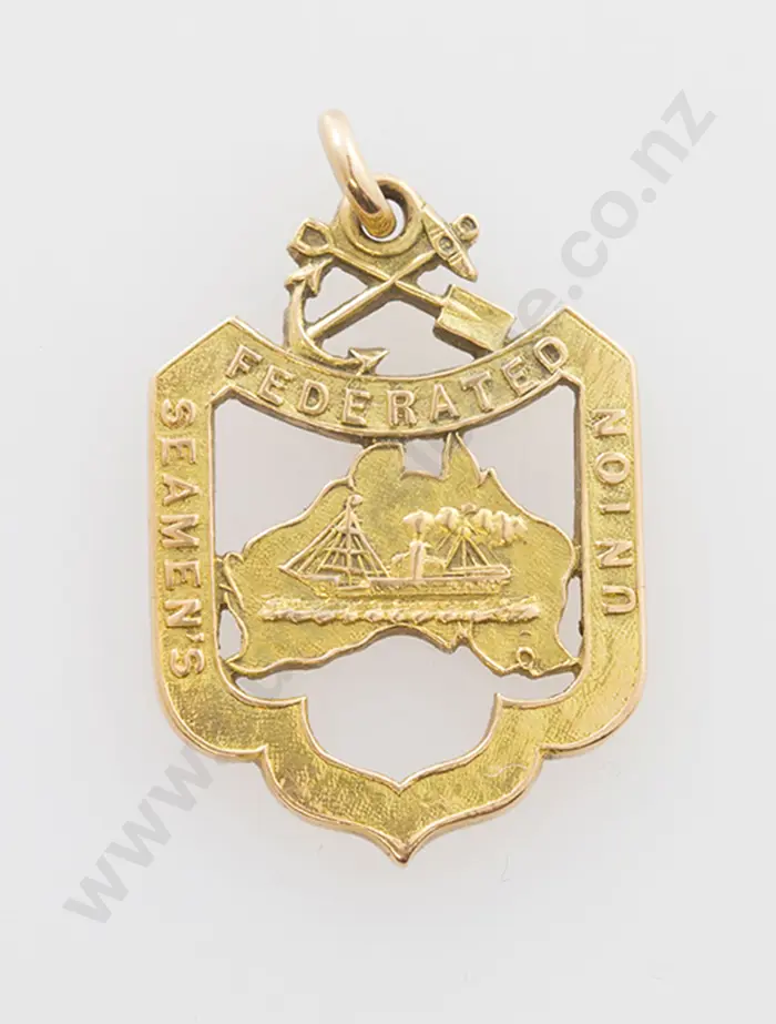 15ct Gold Seamans Federated Union Medal Image 1++