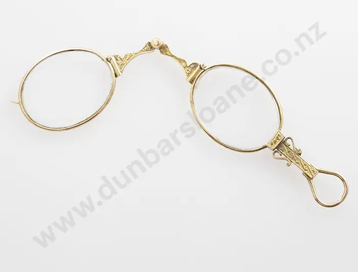 Pair Gold Plated Folding Lorgnettes Image 1++
