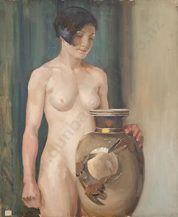 James F Scott -Female Nude with Oriental Vase Image 1++