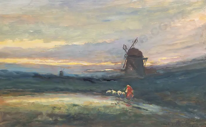 Blythe Fletcher - Landscape With Windmills at Dusk Image 1++