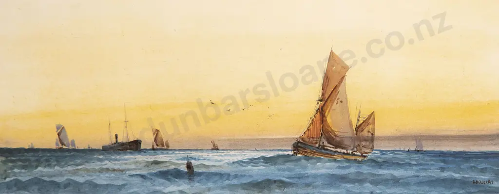 K Douglas (Herbert Cole) - Sail & Steam In An Estuary Image 1++