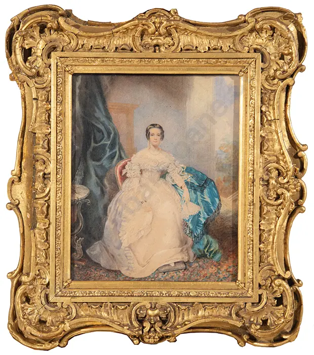 Richard Augustus Clack (British 1804-1881) Portrait Of Miss Anne Stevenson Image 1++