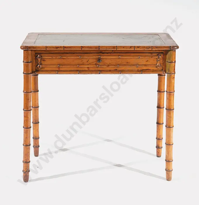 C19th Pine and Simulated Bamboo Writing Table Image 1++