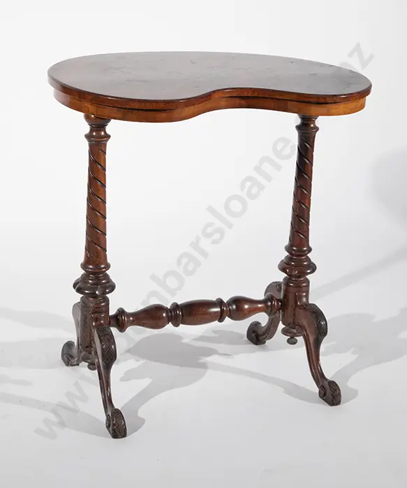 Victorian Burr Walnut Kidney Shaped Occasional Table Image 1++