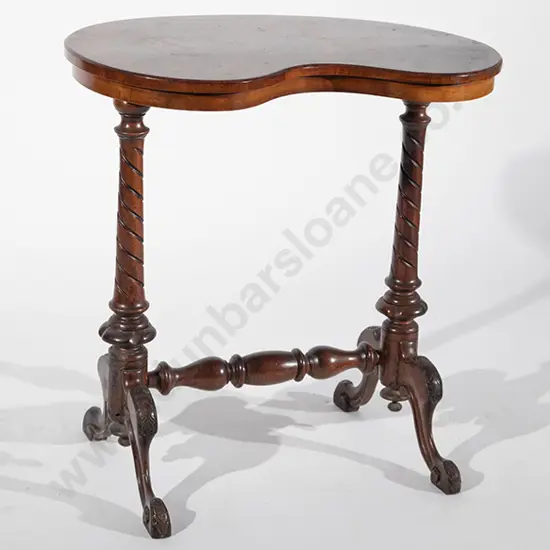 Victorian Burr Walnut Kidney Shaped Occasional Table