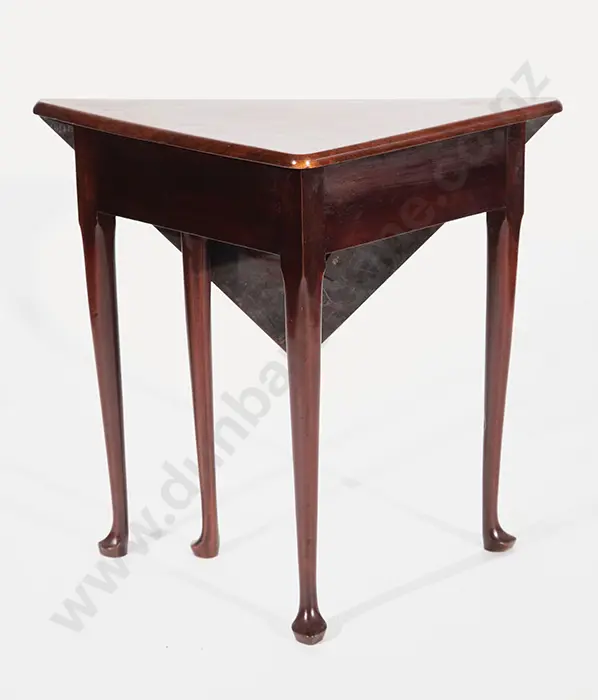 Geo II Mahogany Triangular Drop Leaf or Handkerchief Table Image 1++
