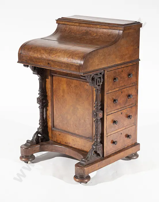 Victorian Burr Walnut Davenport Image 1++