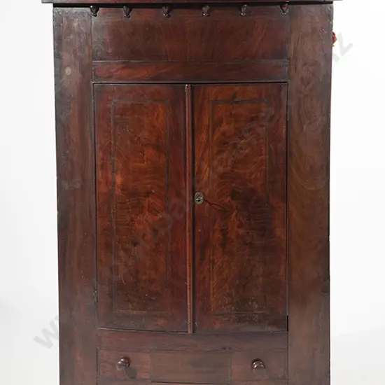 Geo III Mahogany Bowfront Hanging Corner Cupboard