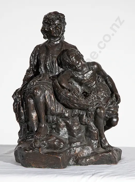 Large Bronze of Two Young Girls Image 1++