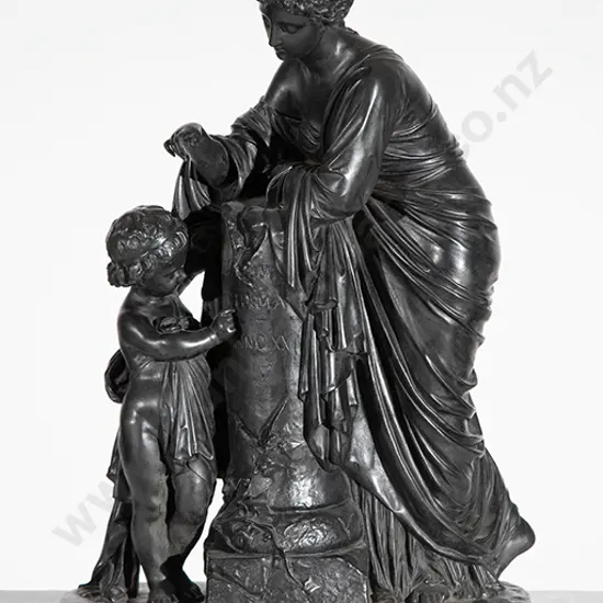 Large Bronze of Classical Muse and Child