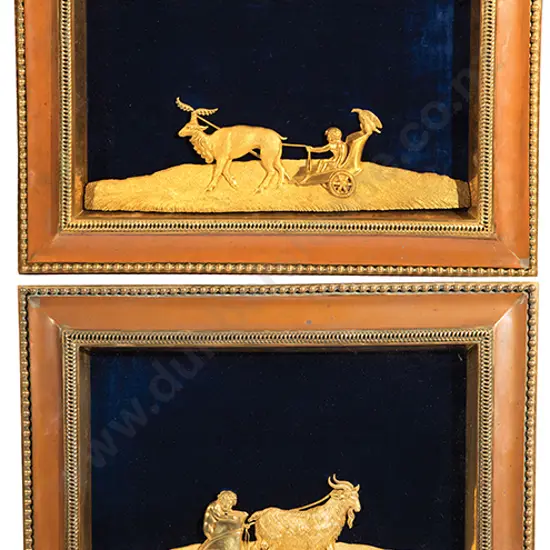 Pair Of Regency Gilt Metal Bas Relief Panels
