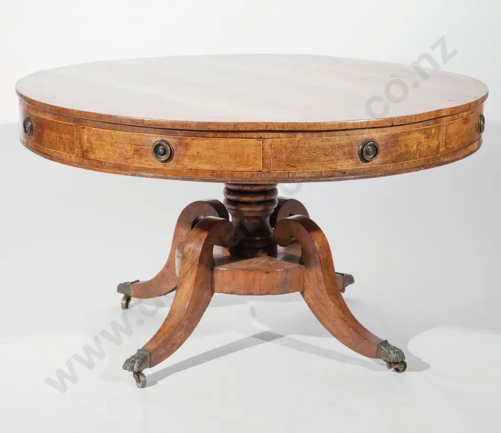 Fine Geo III Mahogany and Satinwood Crossbanded Rent Table Image 1++
