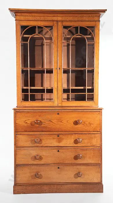 C19th Oak Secretaire Bookcase Image 1++