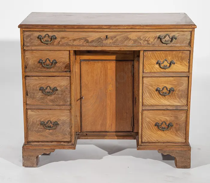 Geo III Style Faded Mahogany Kneehole Desk Image 1++