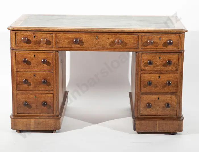 Victorian Oak Kneehole Desk Image 1++