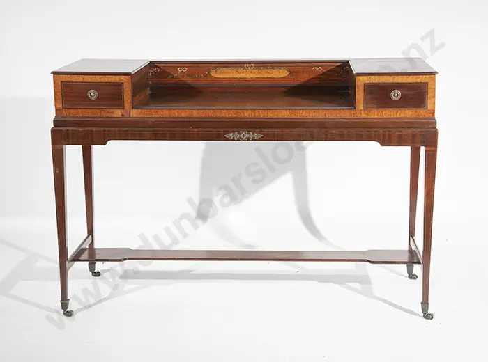C19th Mahogany and Inlaid Dressing Table Image 1++