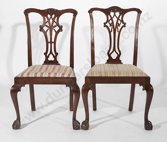 Two Chippendale Style Mahogany Dining Chairs Image 1++