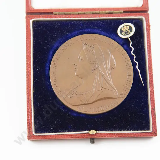 Queen Victoria Bronze Medallion & Princess Charlotte Stick Pin