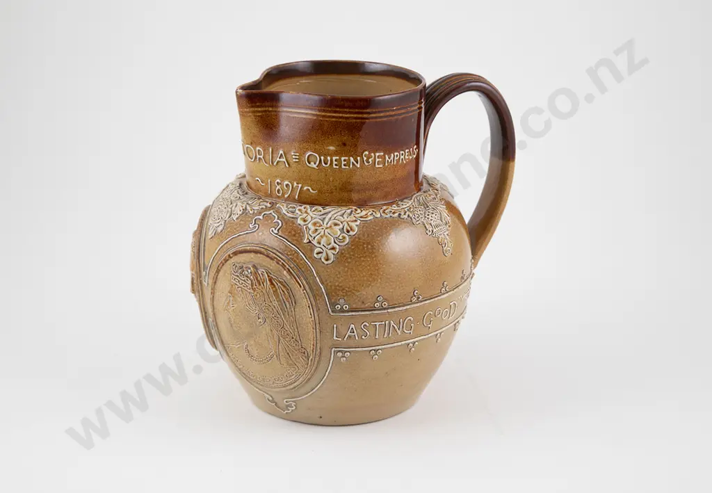 Doulton Lambeth Queen Victoria Diamond Jubilee Jug Image 1++