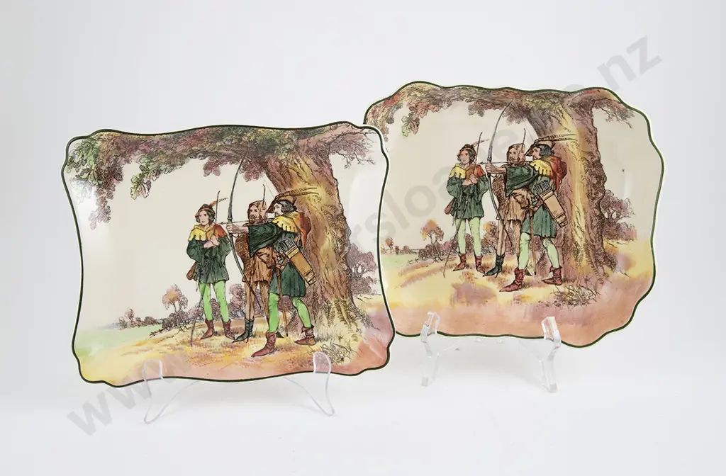 Two Royal Doulton Under The Greenwood Tree Oblong Shallow Bowls Image 1++