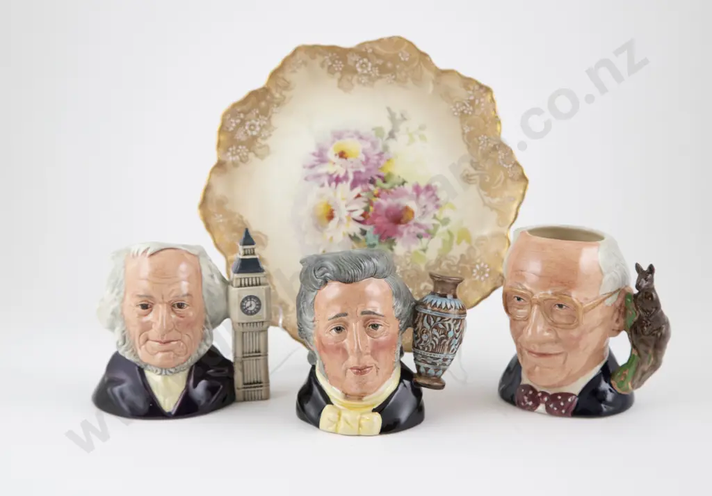 Three Royal Doulton Character Jugs & Burslem Plate Image 1++